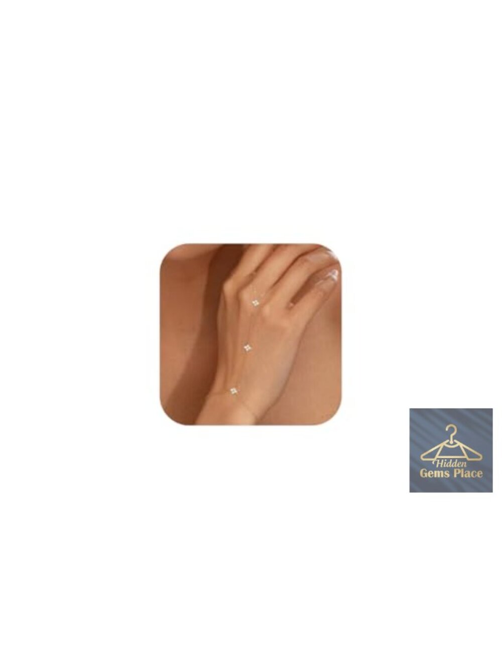 14K Gold Silver Plated Ring Bracelet Hand Chain Dainty Cubic Zirconia Charms